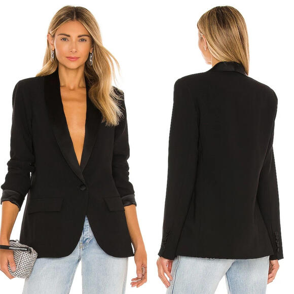 Revolve Amanda Uprichard  Jane Blazer Black  sized L  New  $290 msrp - Picture 1 of 7